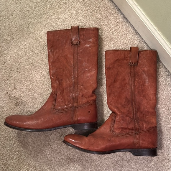 Women’s Frye Anna Mid Calf Cognac Leather Boots Size 11 Medium - Picture 3 of 7